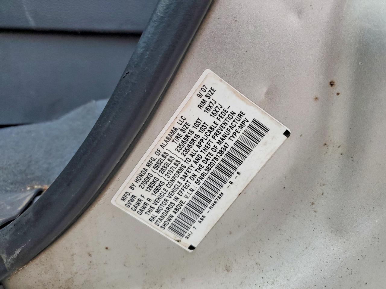 2007 HONDA ODYSSEY LX photo 13