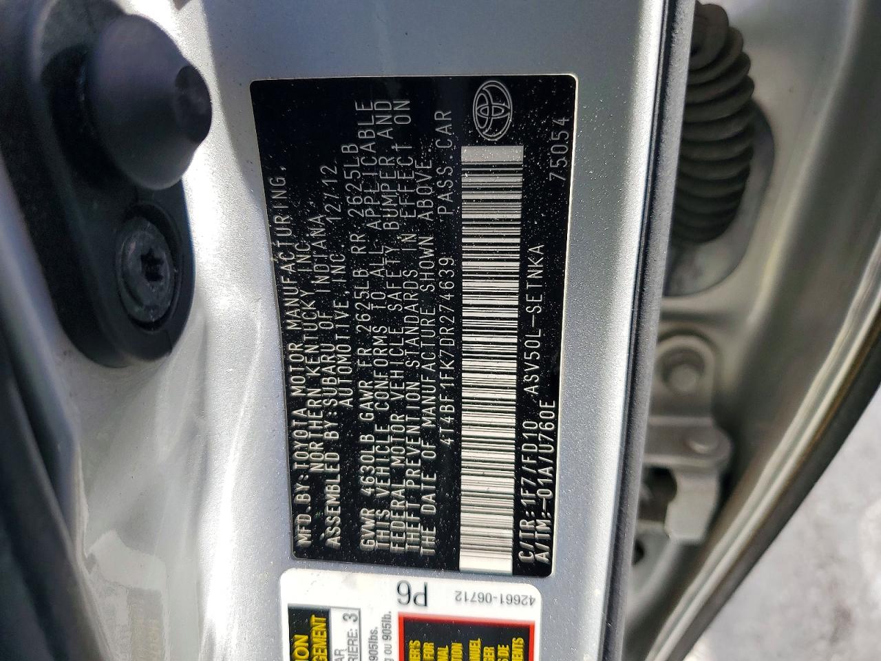 2013 TOYOTA CAMRY L photo 12