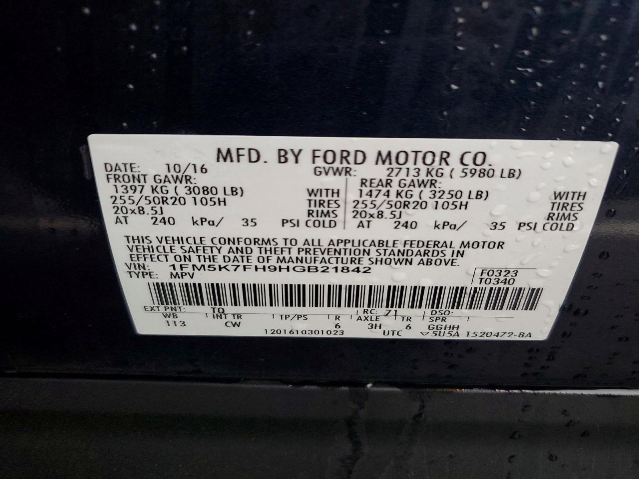 2017 FORD EXPLORER LIMITED photo 13