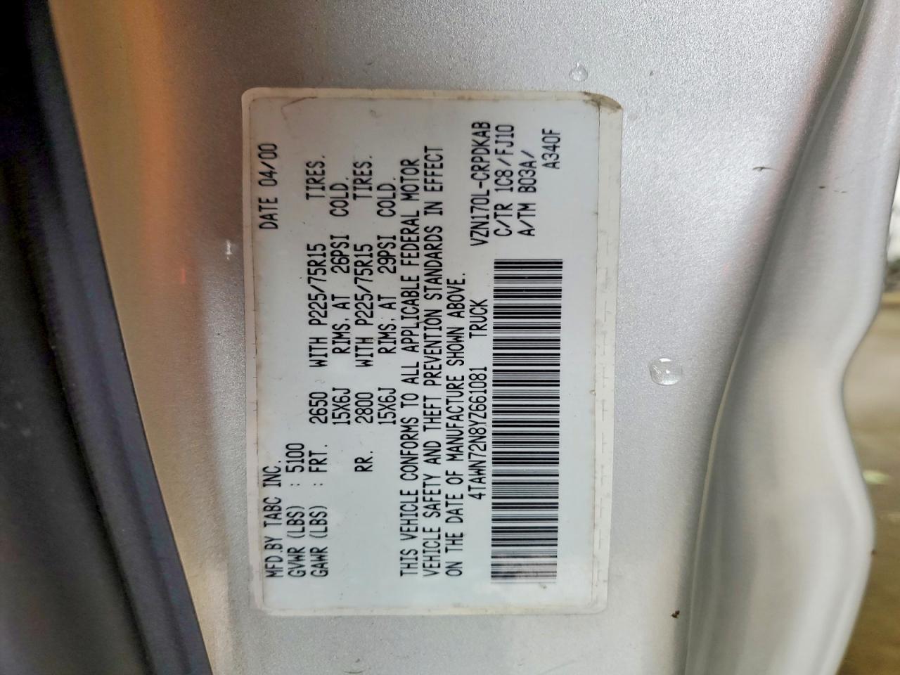 2000 TOYOTA TACOMA XTRACAB photo 12