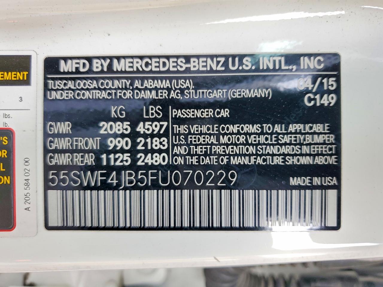 2015 MERCEDES-BENZ C 300 photo 13