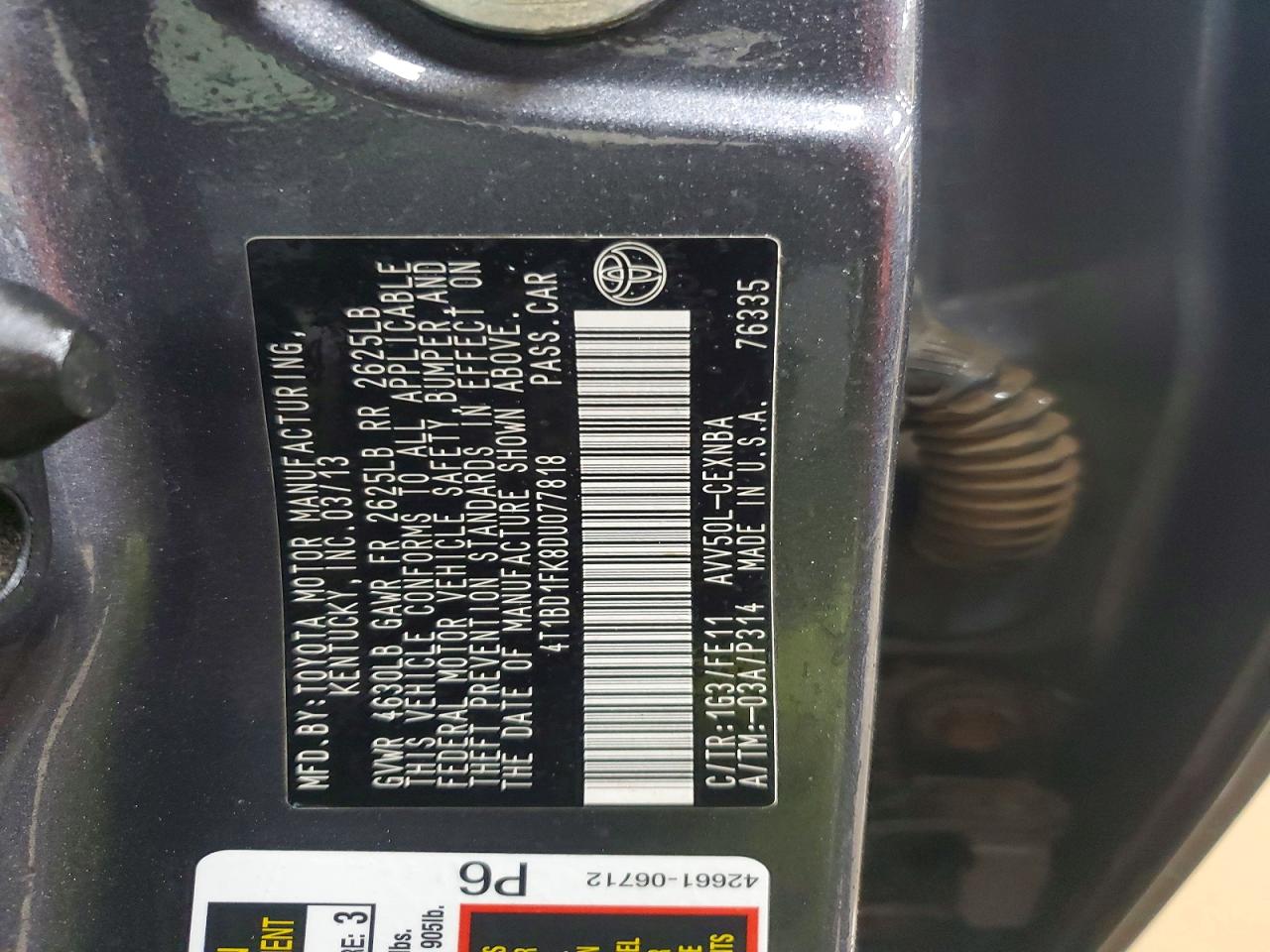 2013 TOYOTA CAMRY HYBRID photo 12