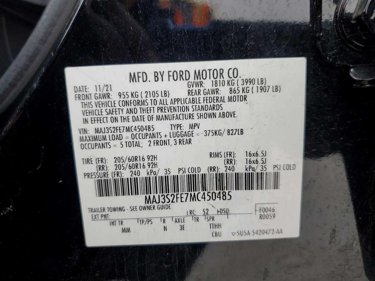 2021 FORD ECOSPORT S photo 14