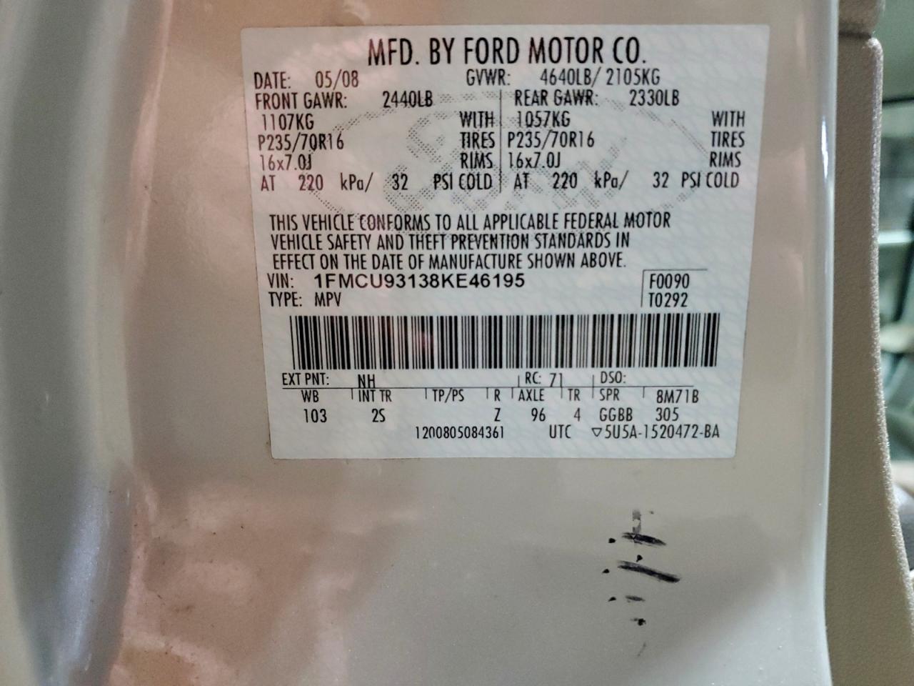 2008 FORD ESCAPE XLT photo 14