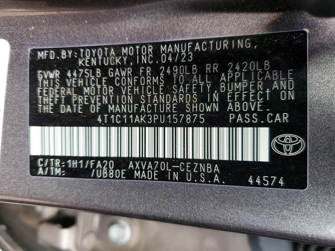 2023 TOYOTA CAMRY LE photo 12