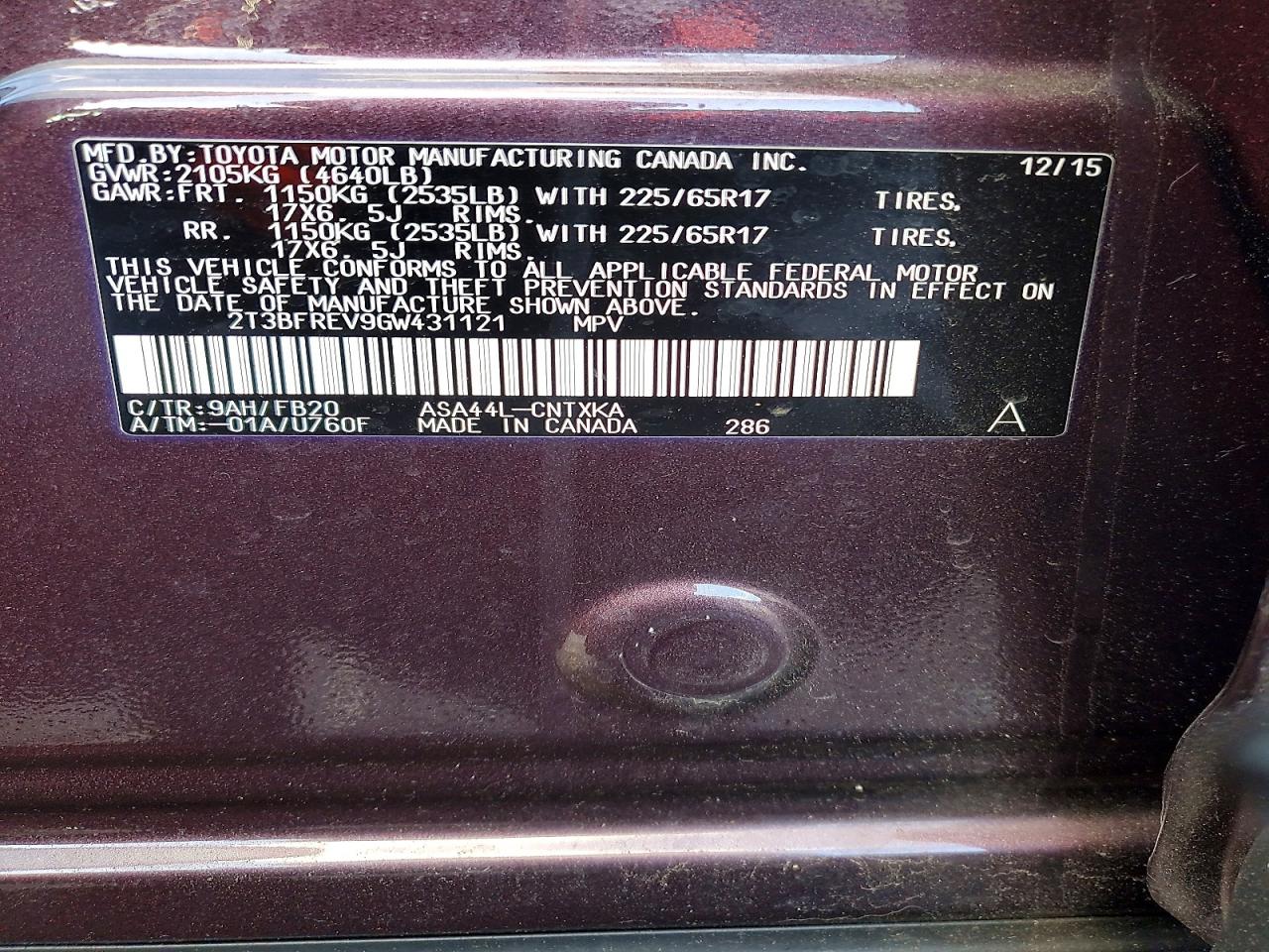 2016 TOYOTA RAV4 LE photo 14