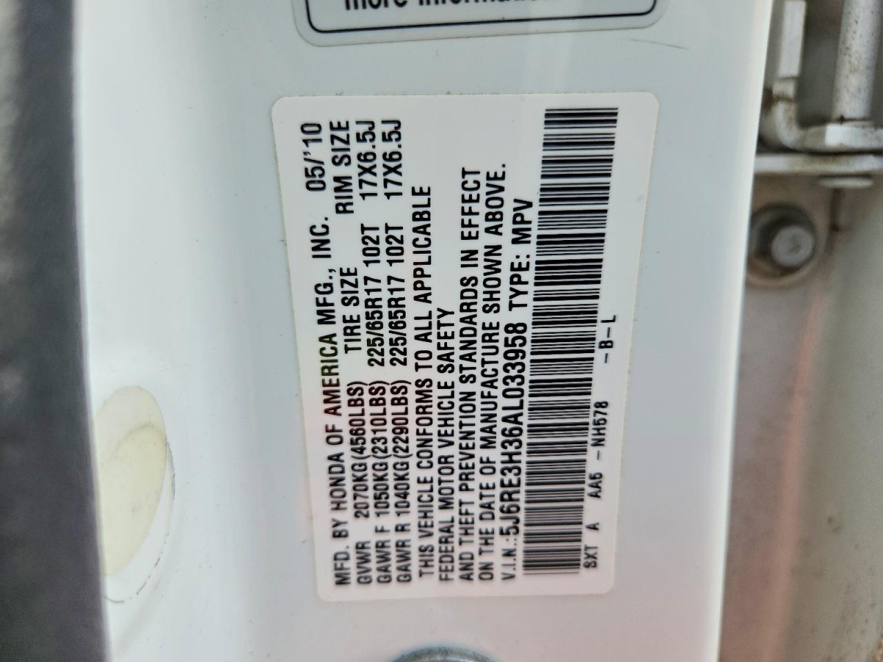2010 HONDA CR-V LX photo 14