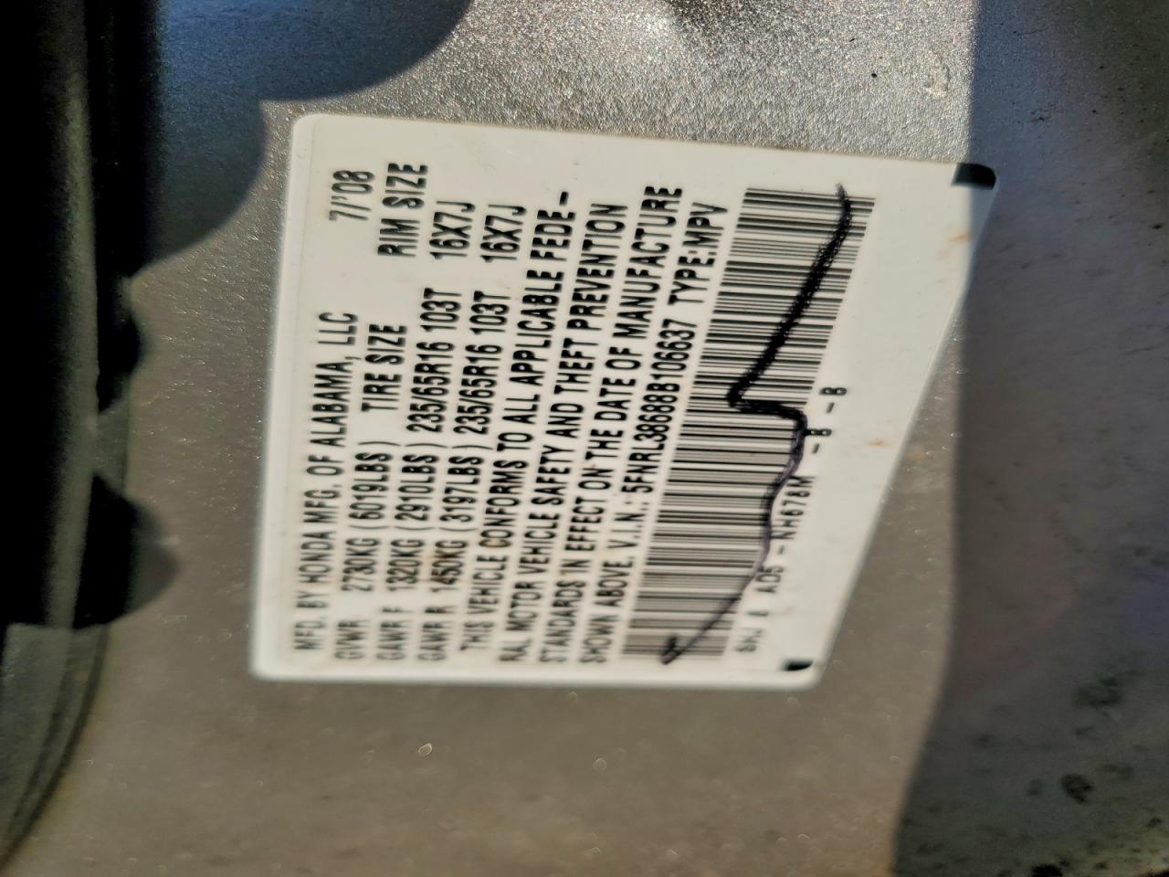 2008 HONDA ODYSSEY EXL photo 13