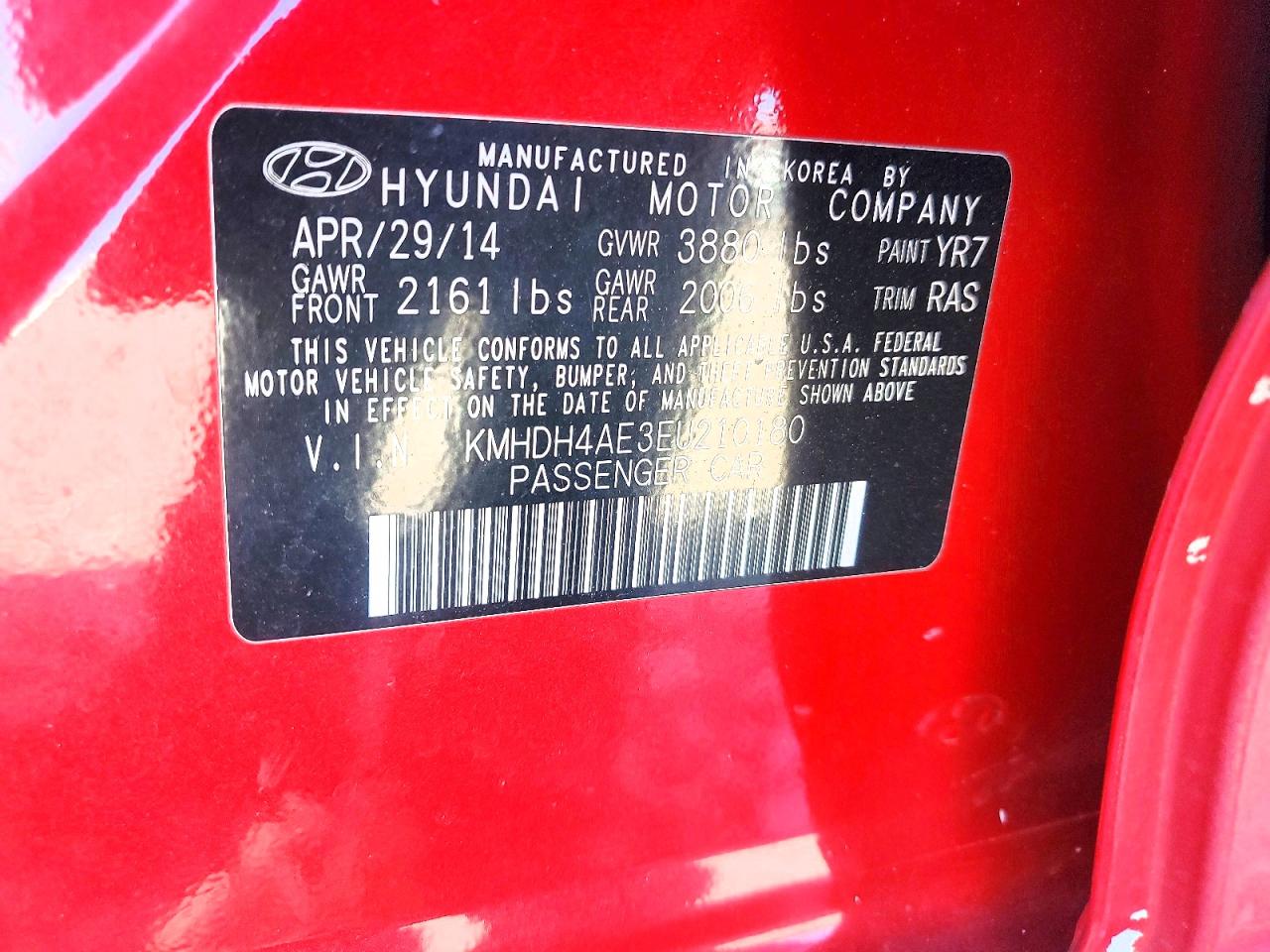 2014 HYUNDAI ELANTRA SE photo 12