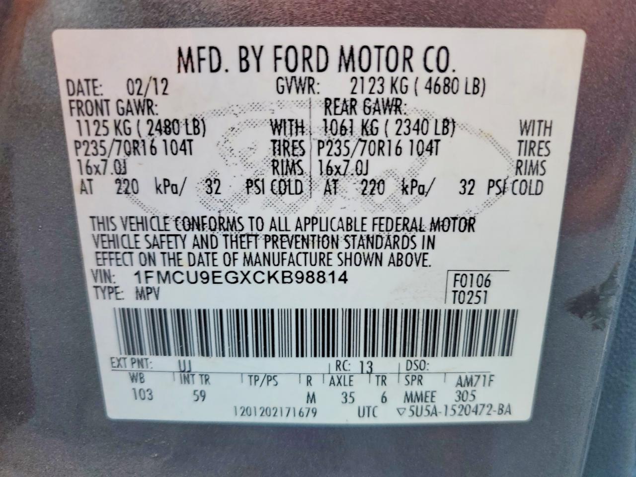 2012 FORD ESCAPE LIMITED photo 27