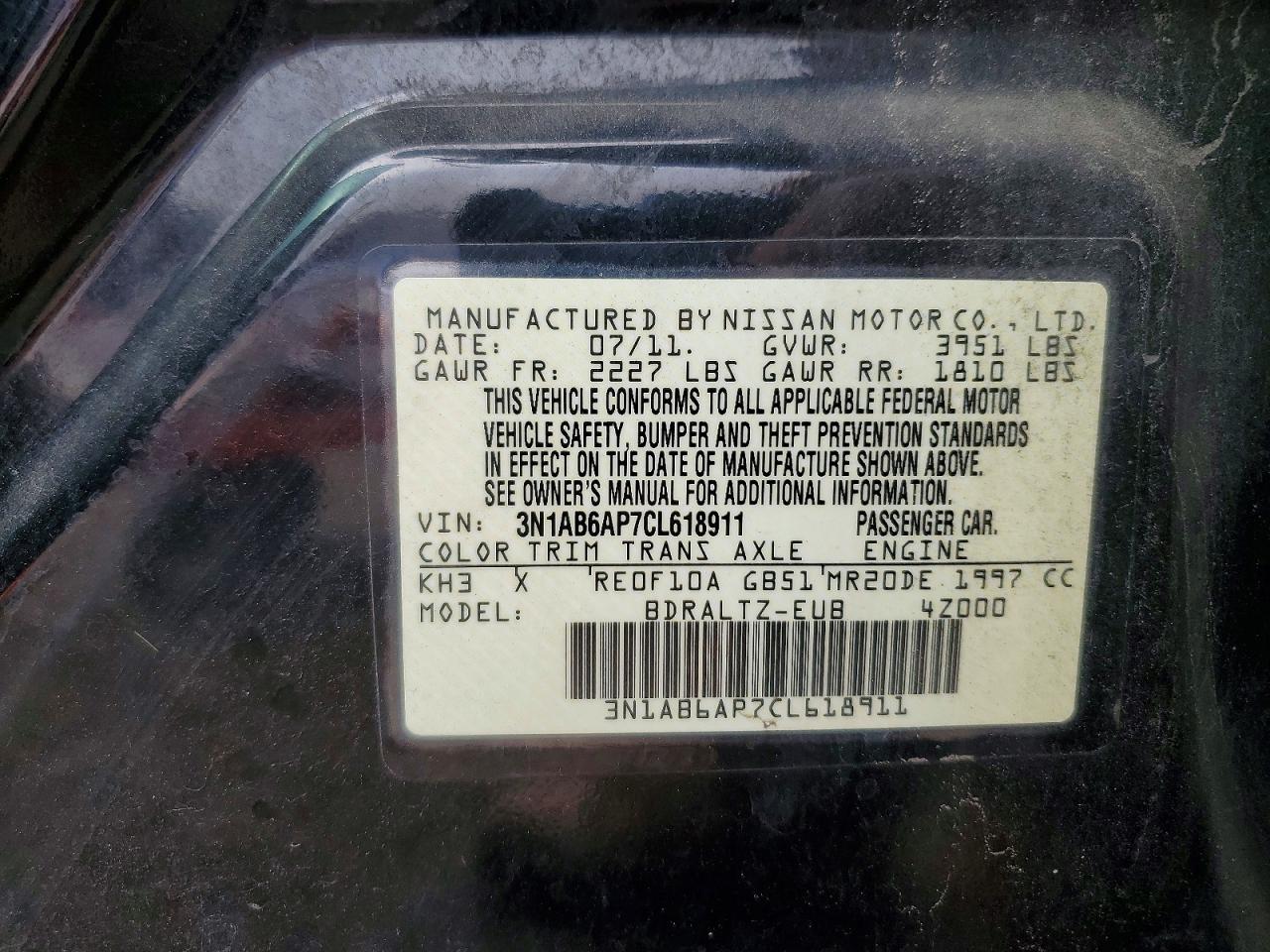 2012 NISSAN SENTRA 2.0 photo 12