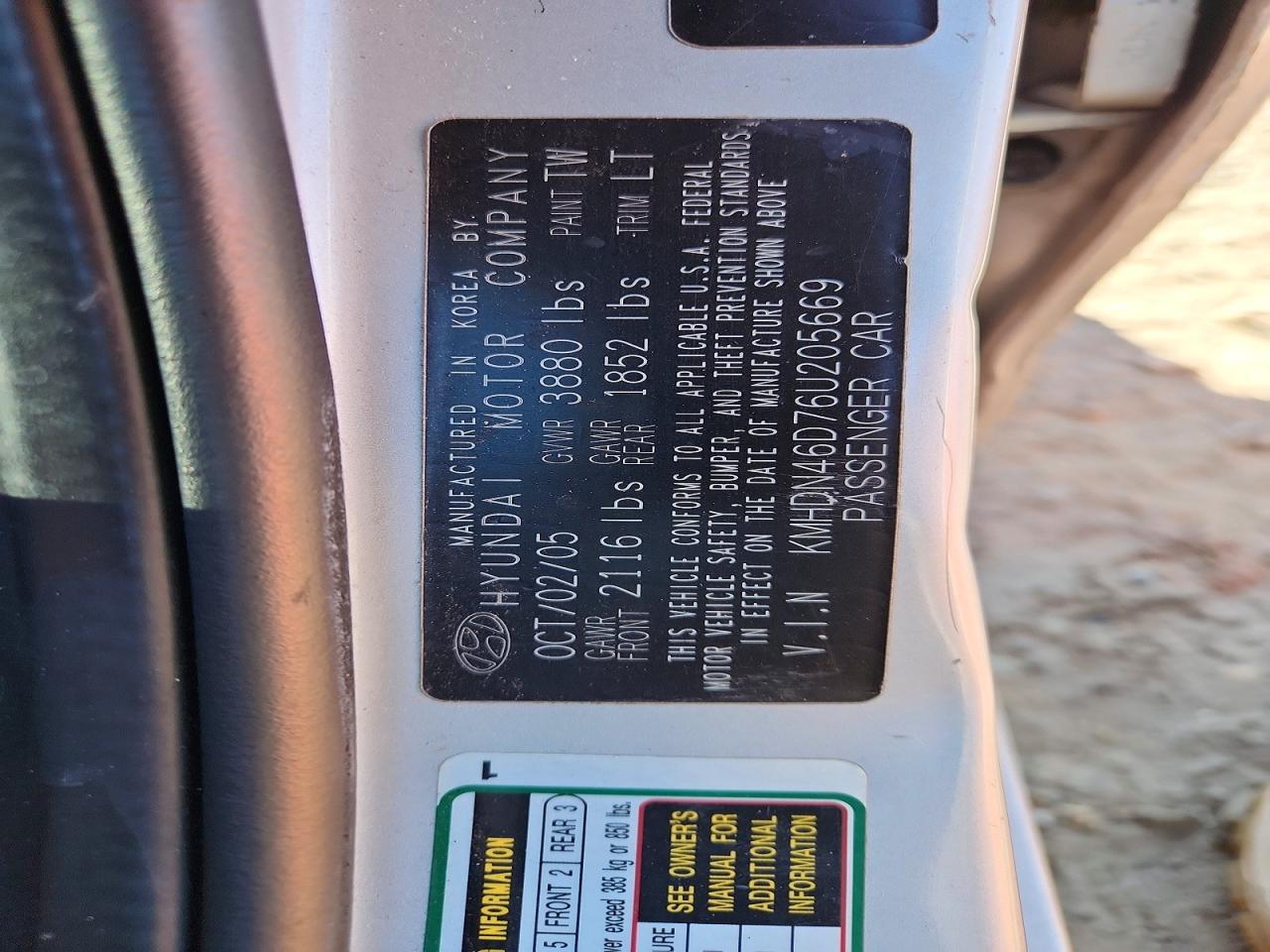 2006 HYUNDAI ELANTRA GLS photo 23