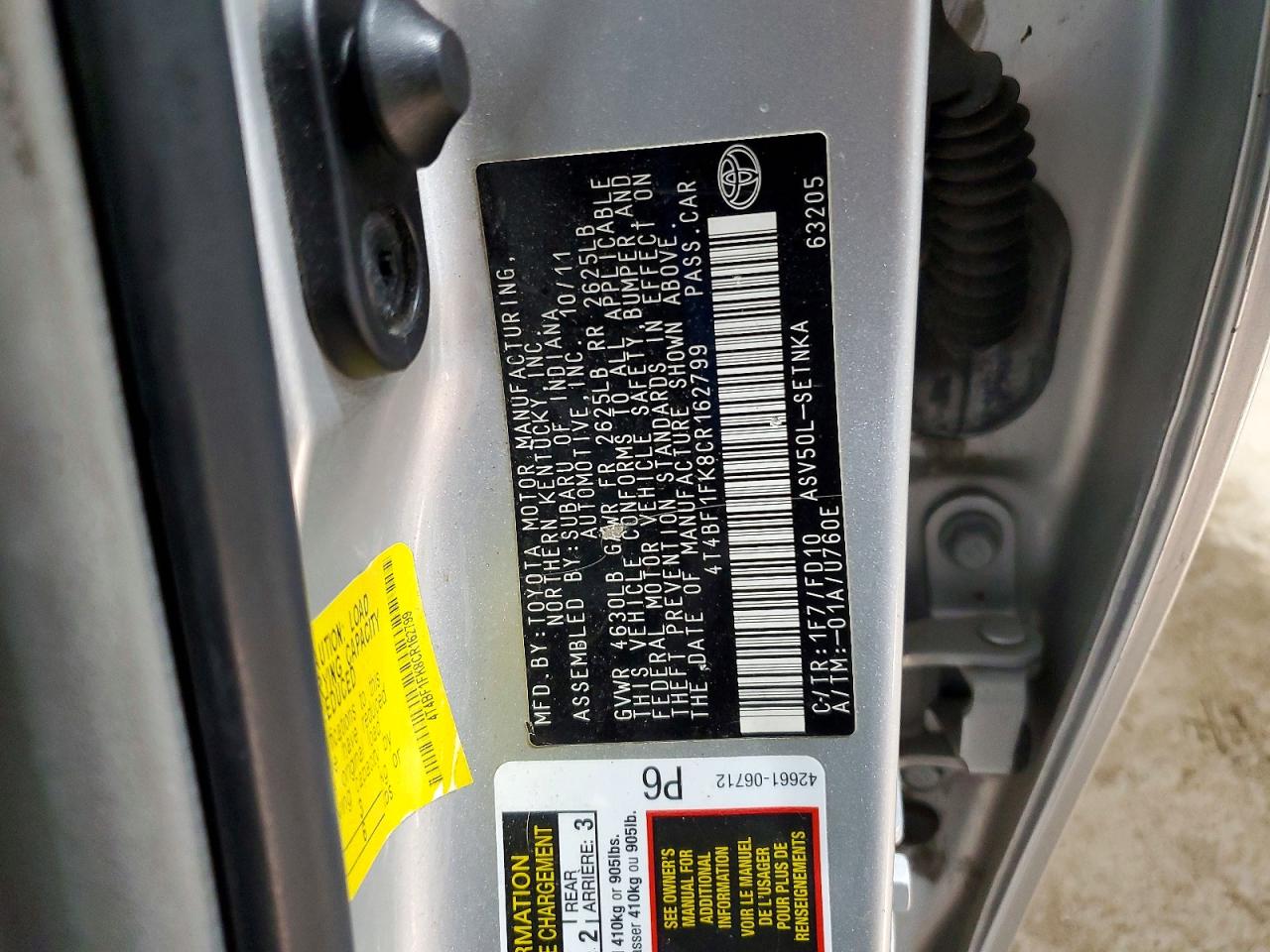 2012 TOYOTA CAMRY BASE photo 13