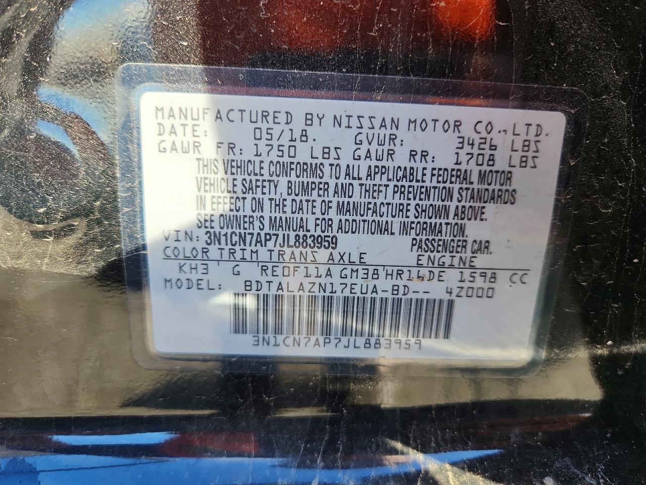 2018 NISSAN VERSA S photo 45