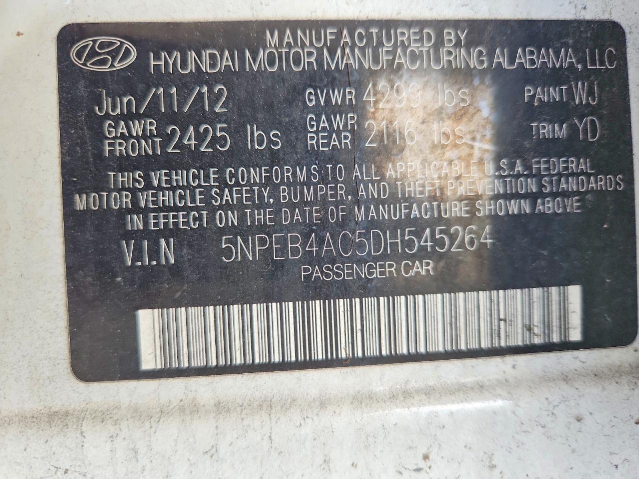 2013 HYUNDAI SONATA GLS photo 12