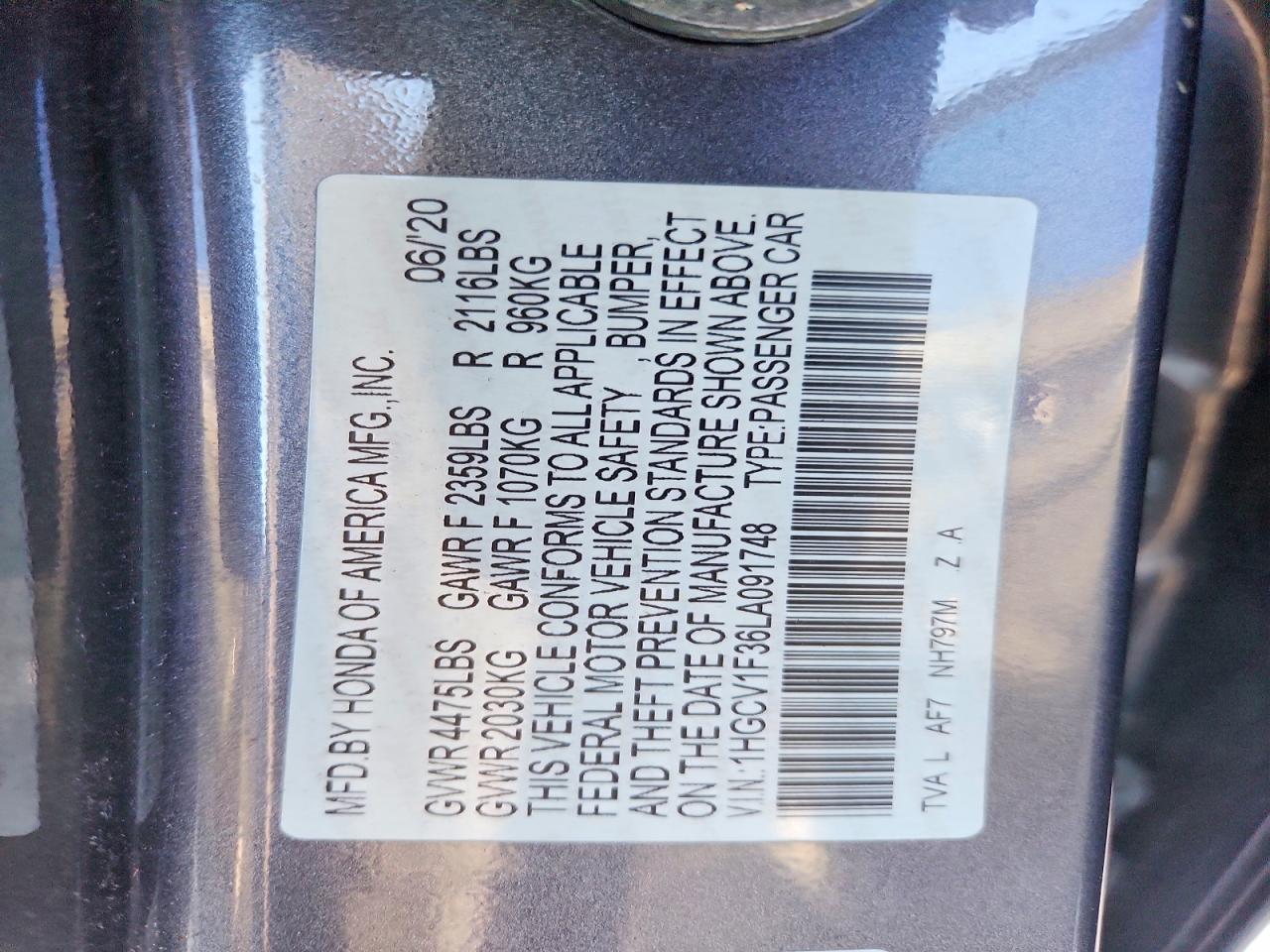 2020 HONDA ACCORD SPORT photo 13