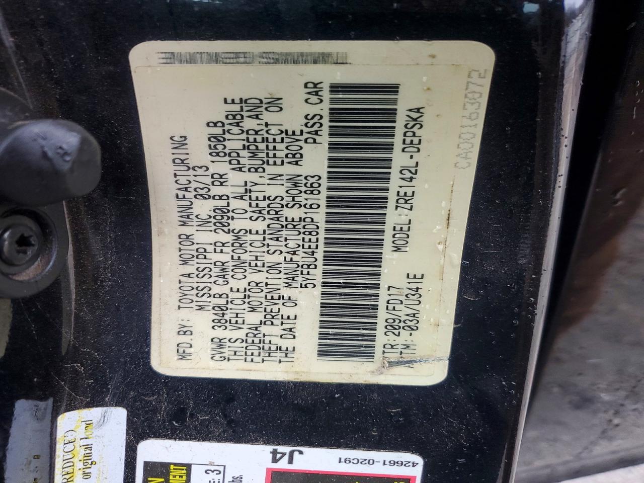 2013 TOYOTA COROLLA BASE photo 34