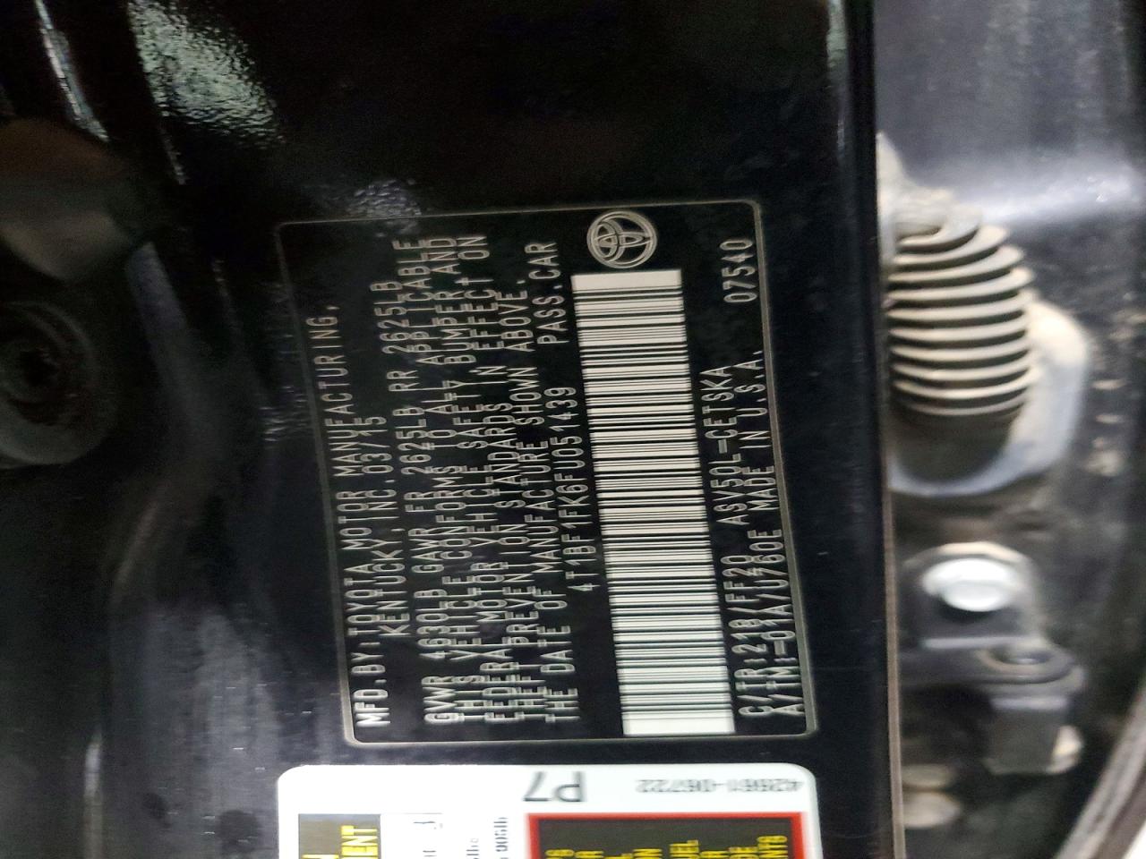 2015 TOYOTA CAMRY LE photo 13