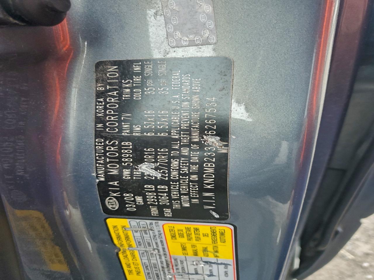 2008 KIA SEDONA EX photo 13