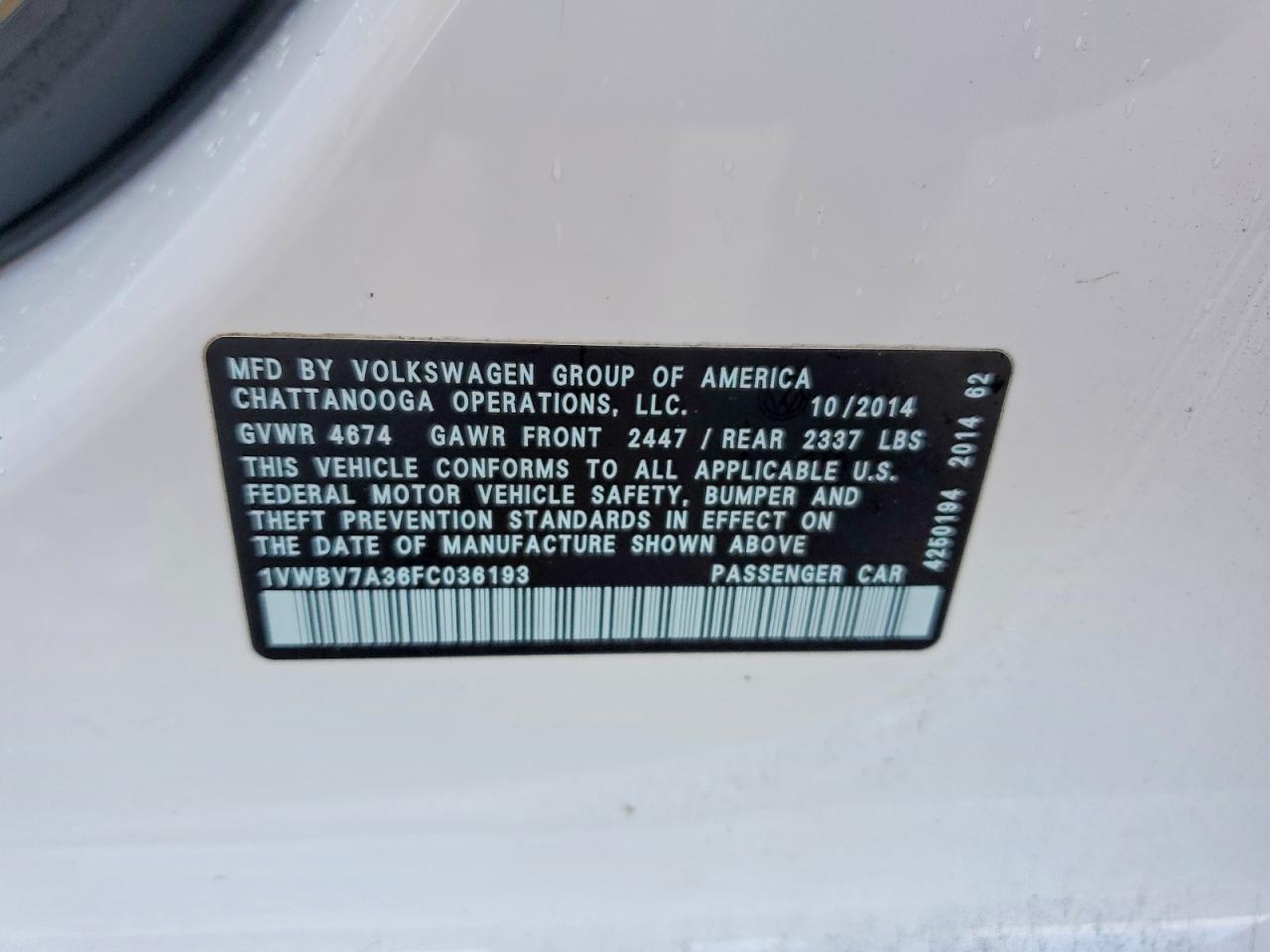 2015 VOLKSWAGEN PASSAT SE photo 45