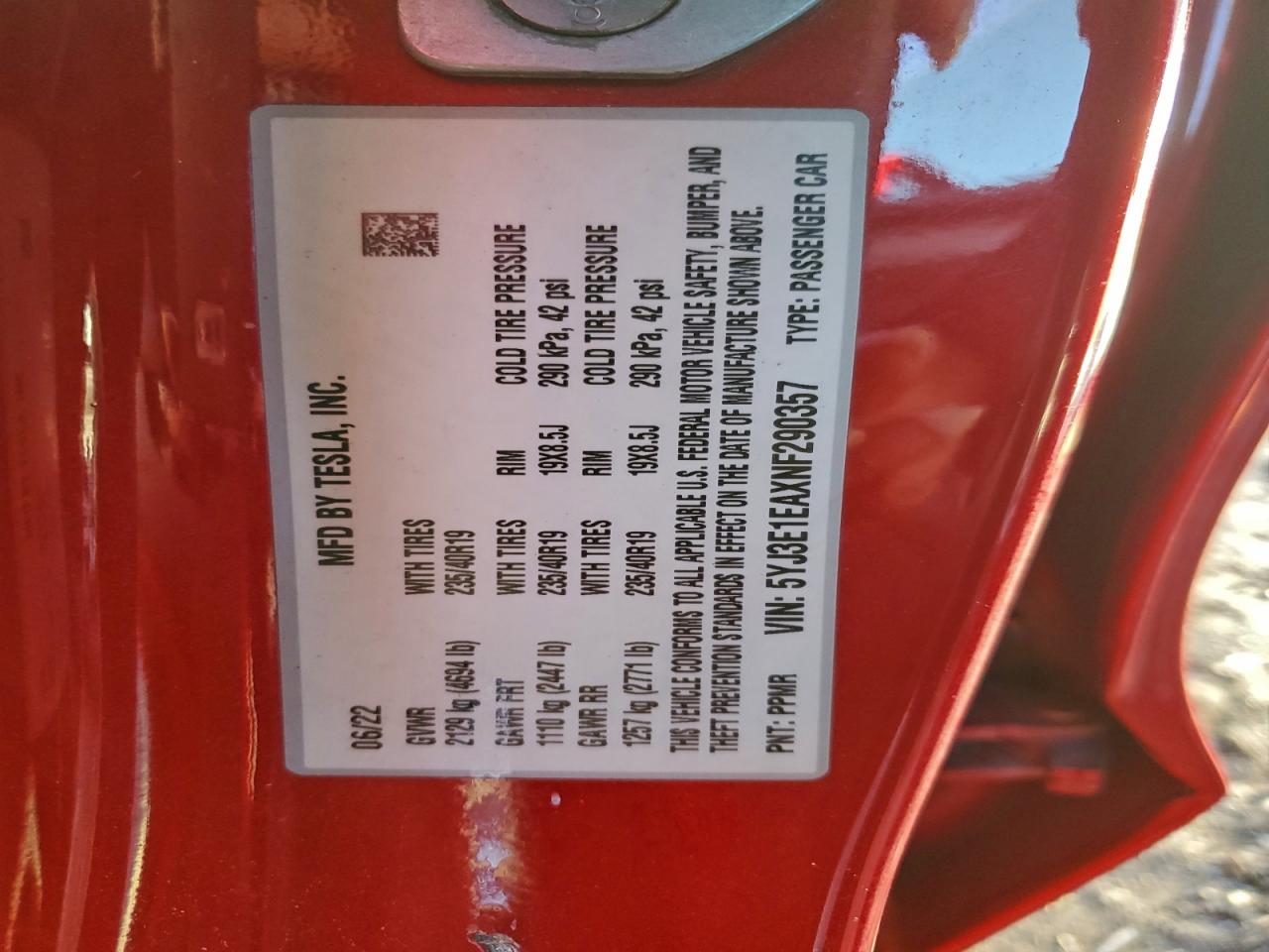 2022 TESLA MODEL 3 photo 13