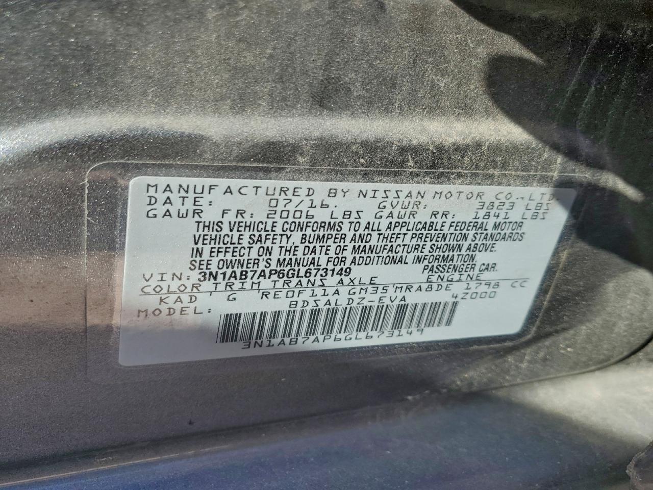2016 NISSAN SENTRA S photo 12
