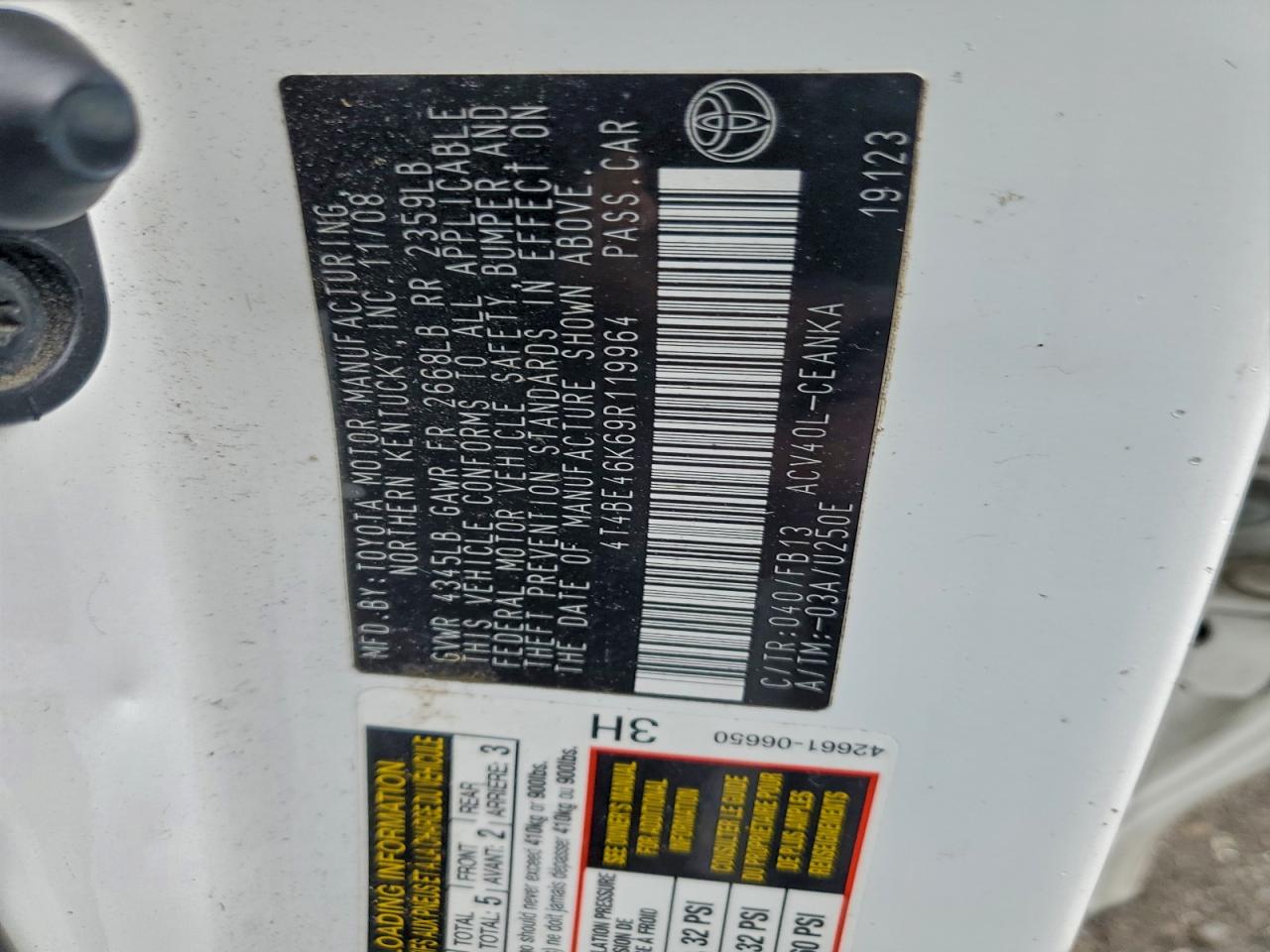 2009 TOYOTA CAMRY BASE photo 12
