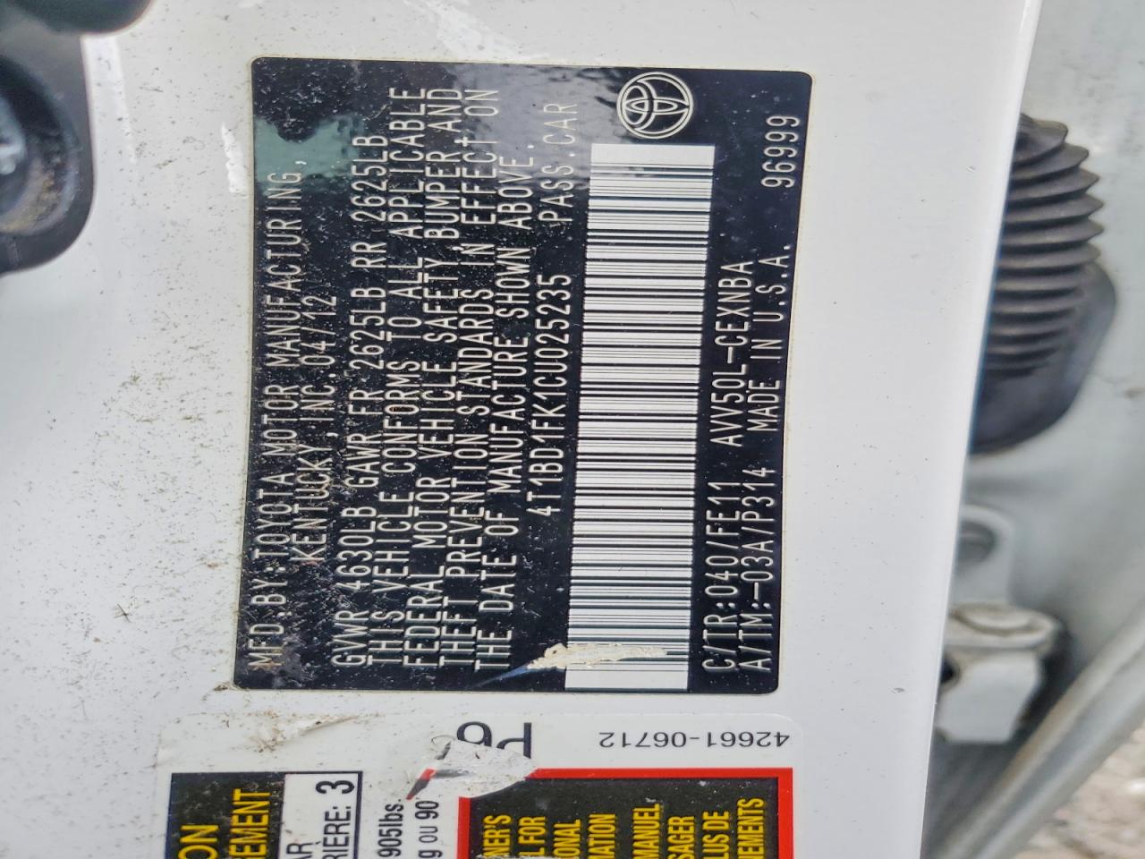 2012 TOYOTA CAMRY HYBRID photo 12