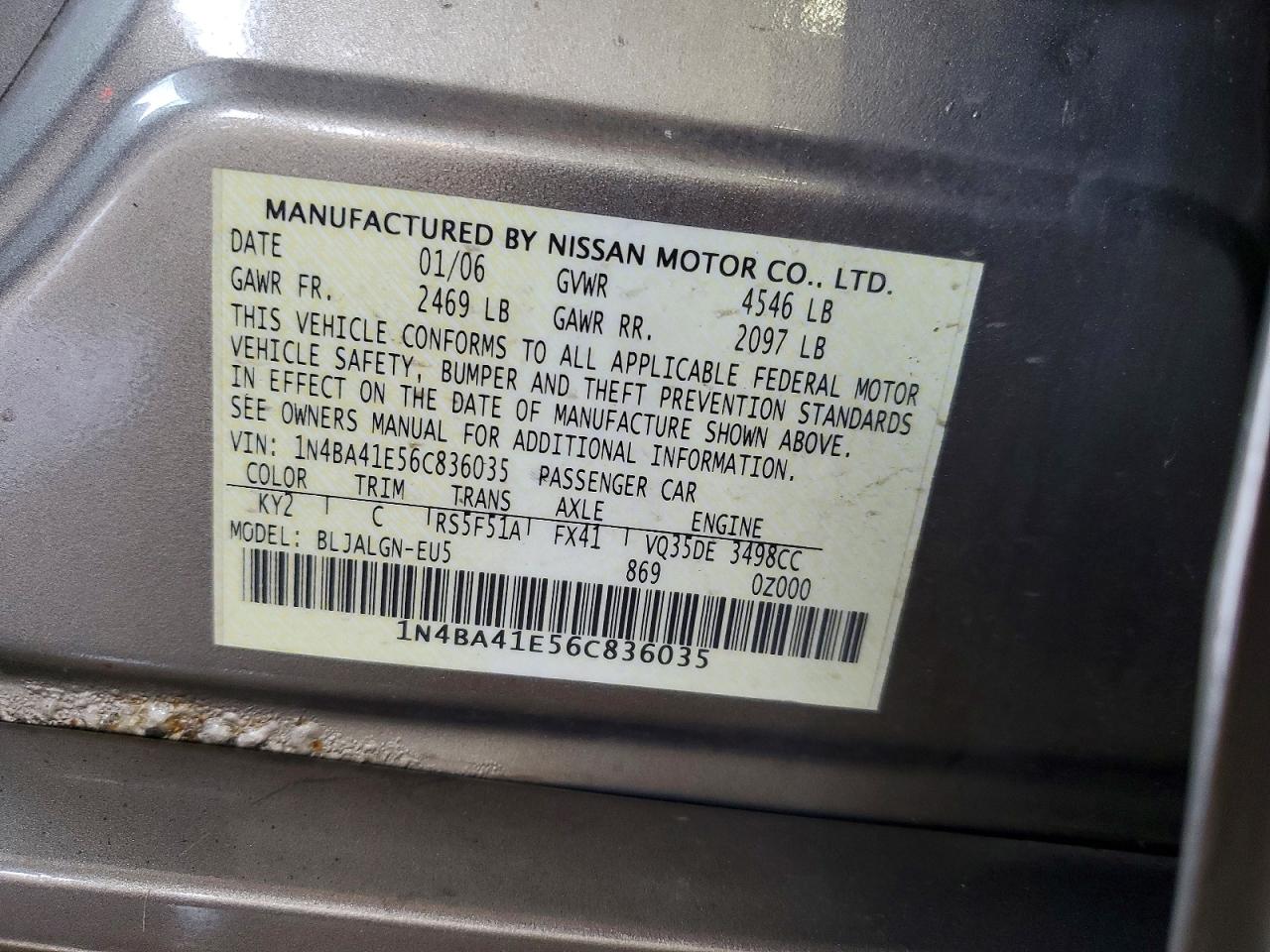 2006 NISSAN MAXIMA SE photo 12