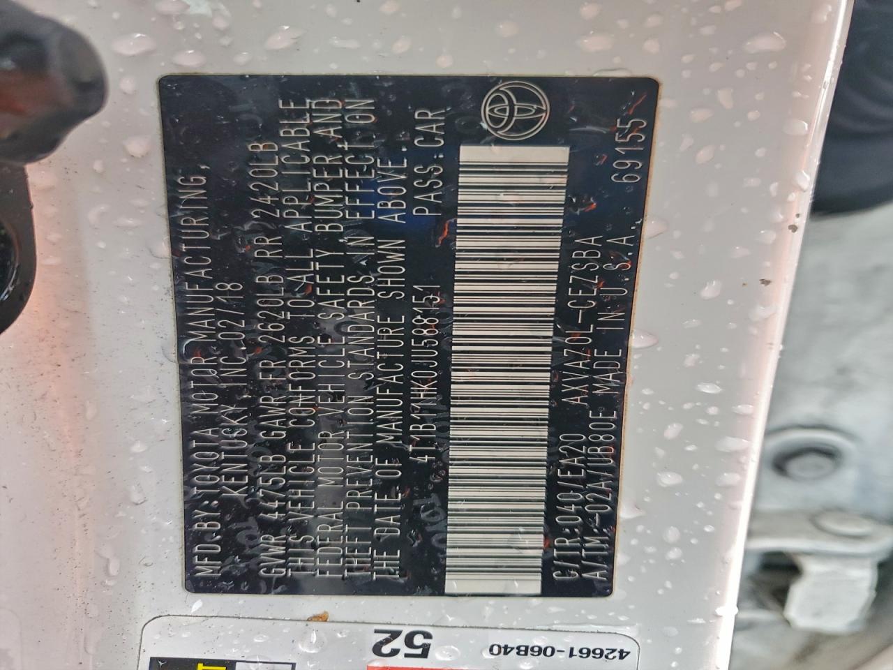 2018 TOYOTA CAMRY L photo 12