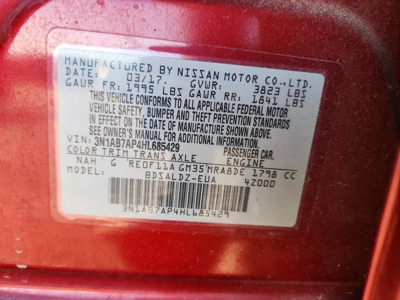 2017 NISSAN SENTRA S photo 12