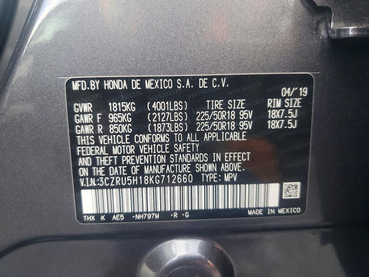 2019 HONDA HR-V SPORT photo 13