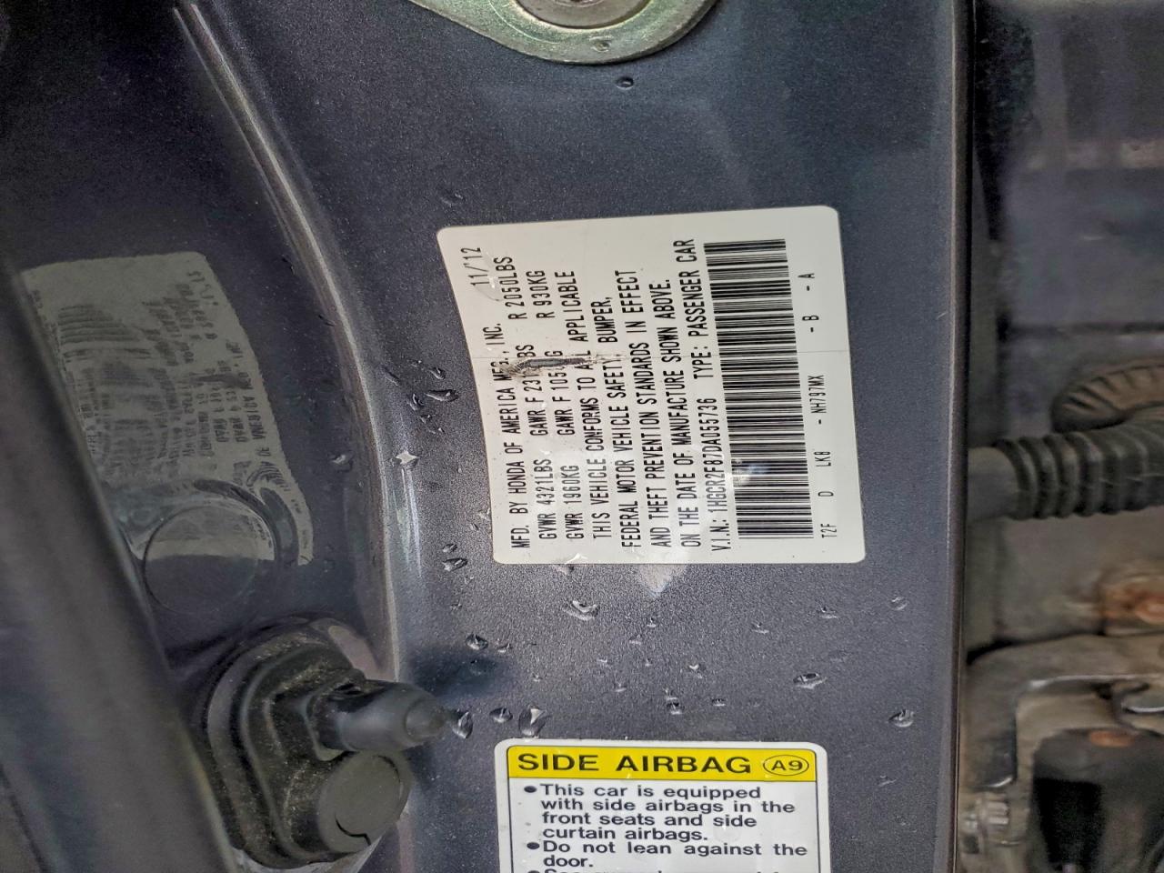 2013 HONDA ACCORD EXL photo 12