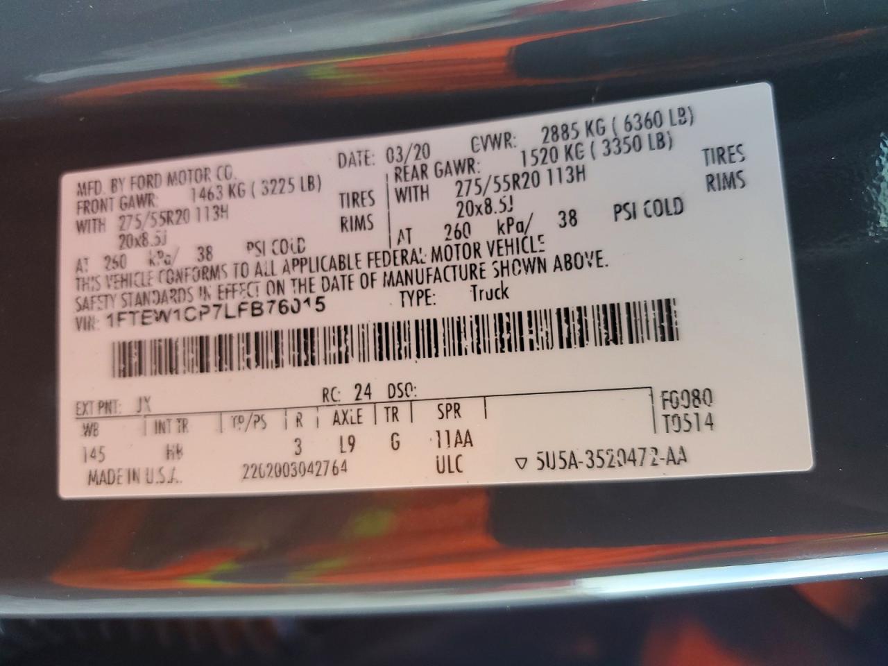 2020 FORD F150 SUPERCREW photo 13