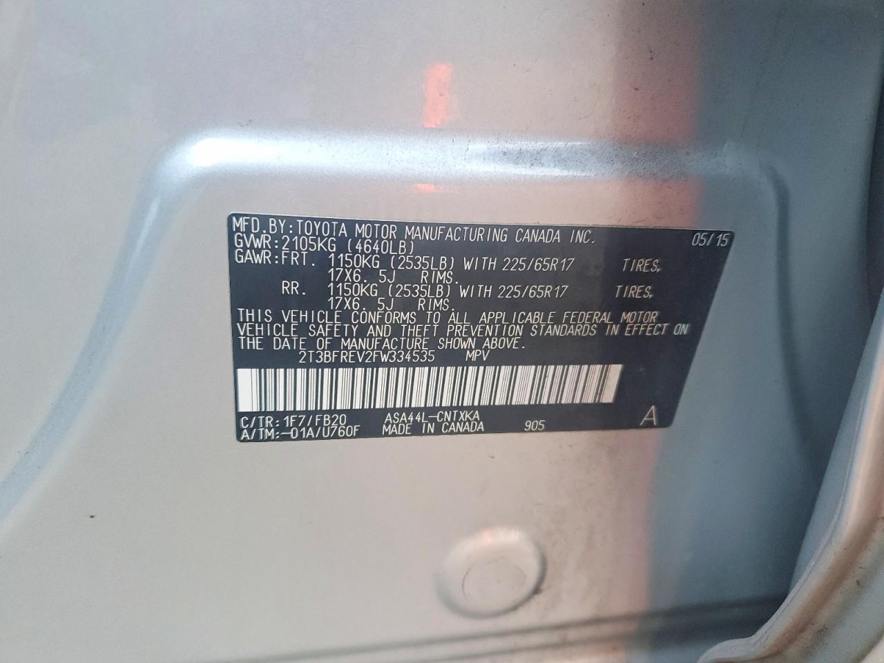 2015 TOYOTA RAV4 LE photo 13