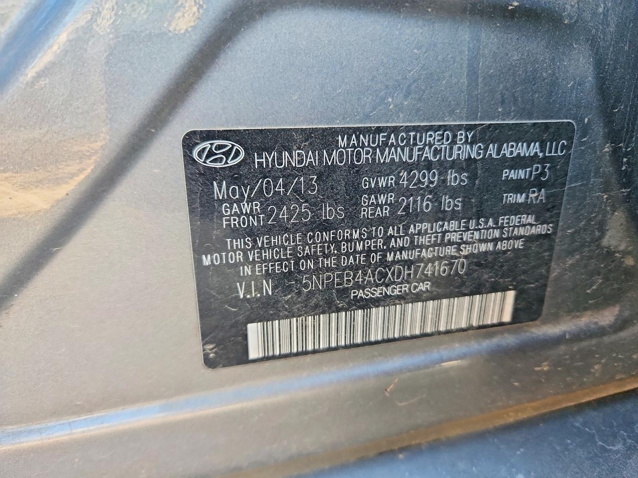 2013 HYUNDAI SONATA GLS photo 12
