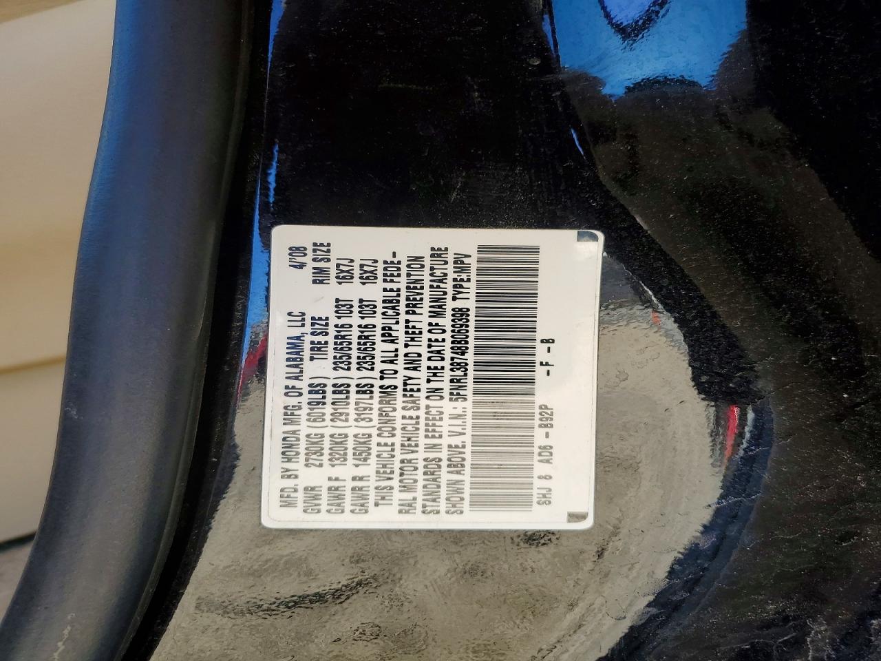 2008 HONDA ODYSSEY EXL photo 14