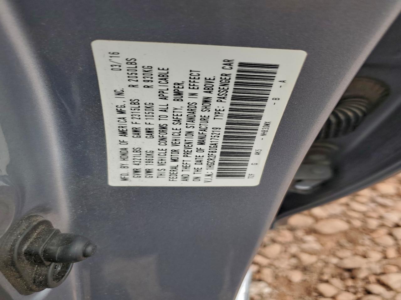 2016 HONDA ACCORD EXL photo 12