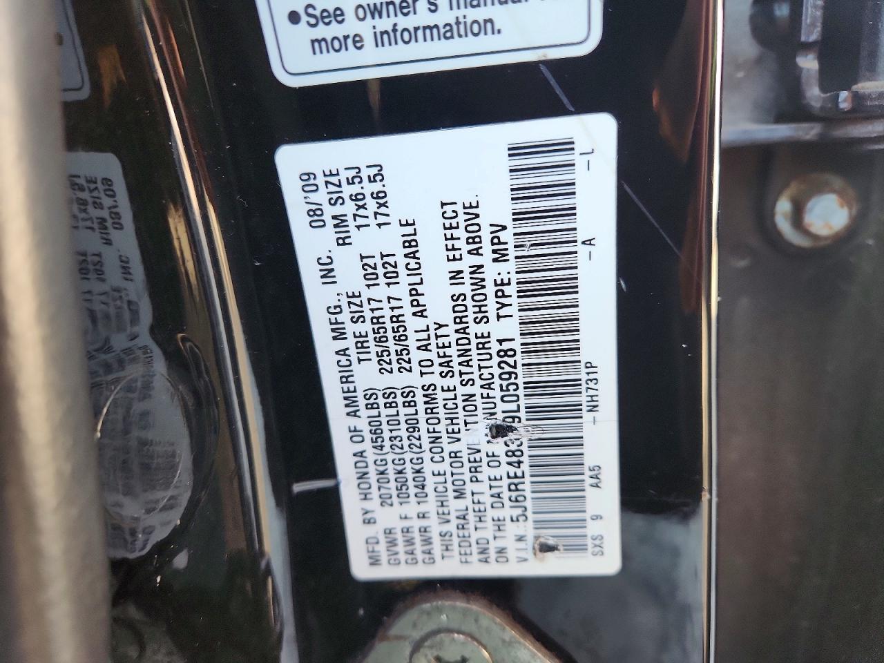 2009 HONDA CR-V LX photo 13