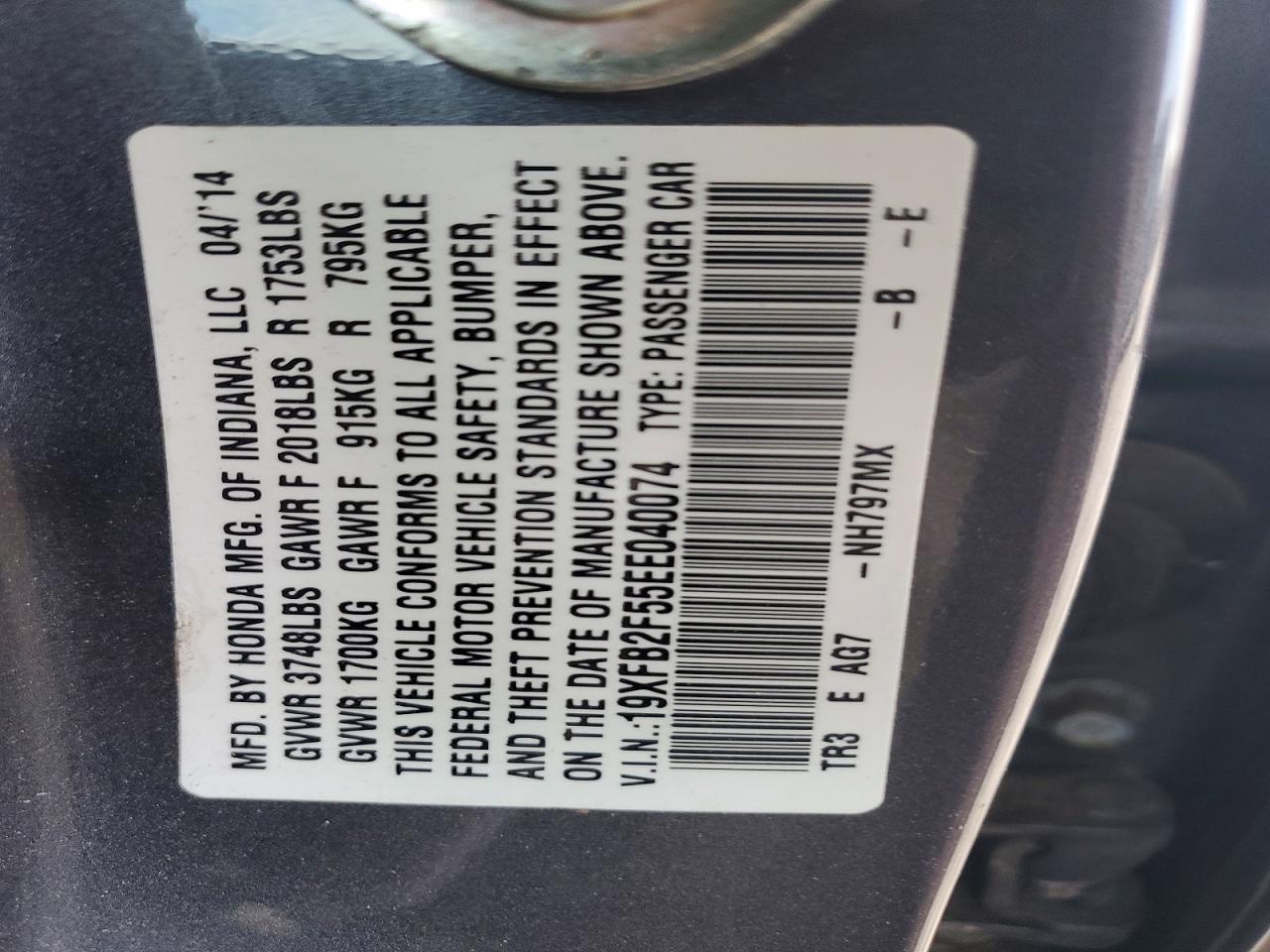 2014 HONDA CIVIC LX photo 12