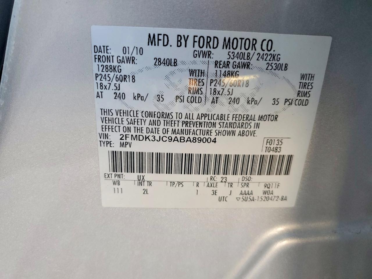 2010 FORD EDGE SEL photo 23