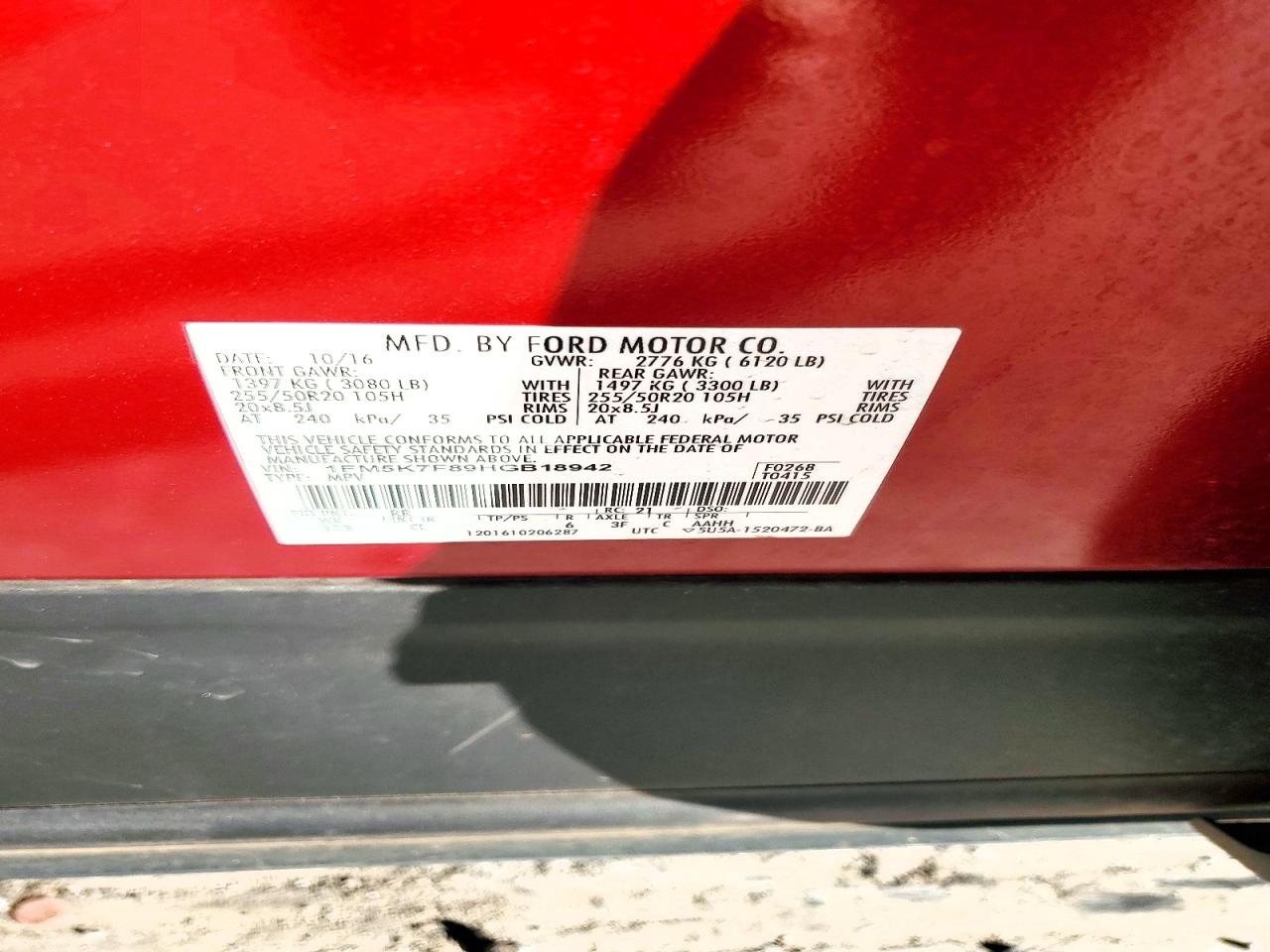 2017 FORD EXPLORER LIMITED photo 12
