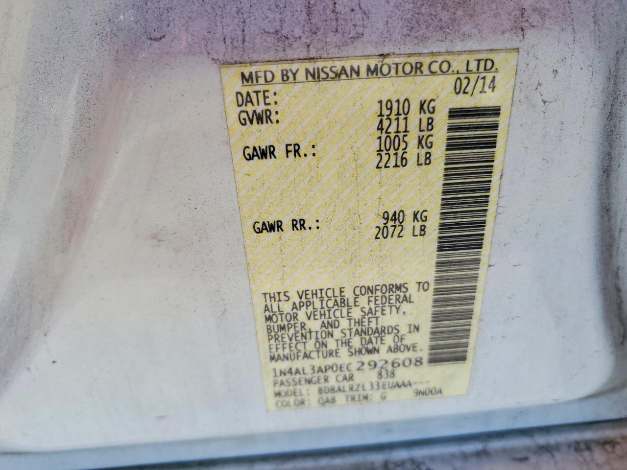 2014 NISSAN ALTIMA 2.5 photo 13