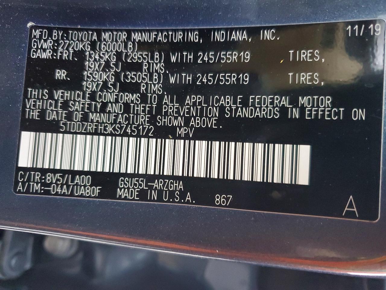 2019 TOYOTA HIGHLANDER LIMITED photo 14