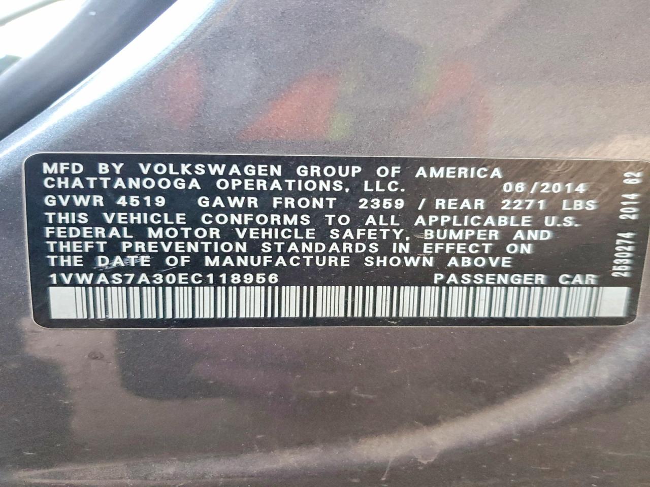 2014 VOLKSWAGEN PASSAT S photo 23