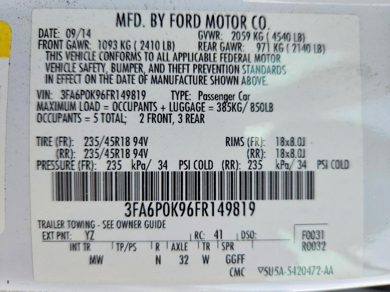2015 FORD FUSION TITANIUM photo 13