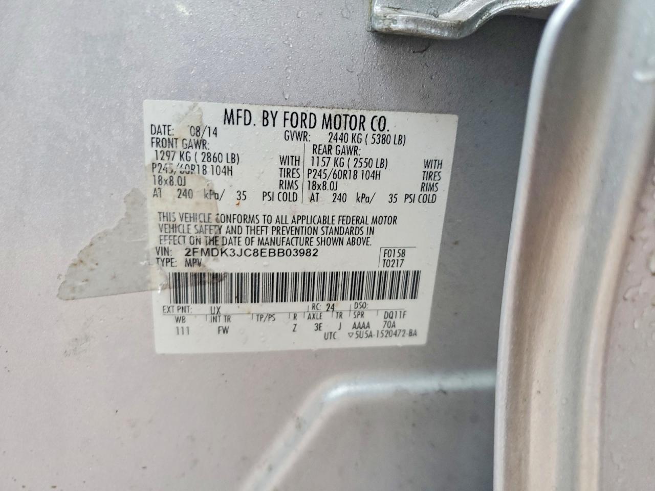 2014 FORD EDGE SEL photo 13