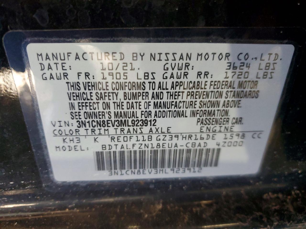2021 NISSAN VERSA SV photo 12