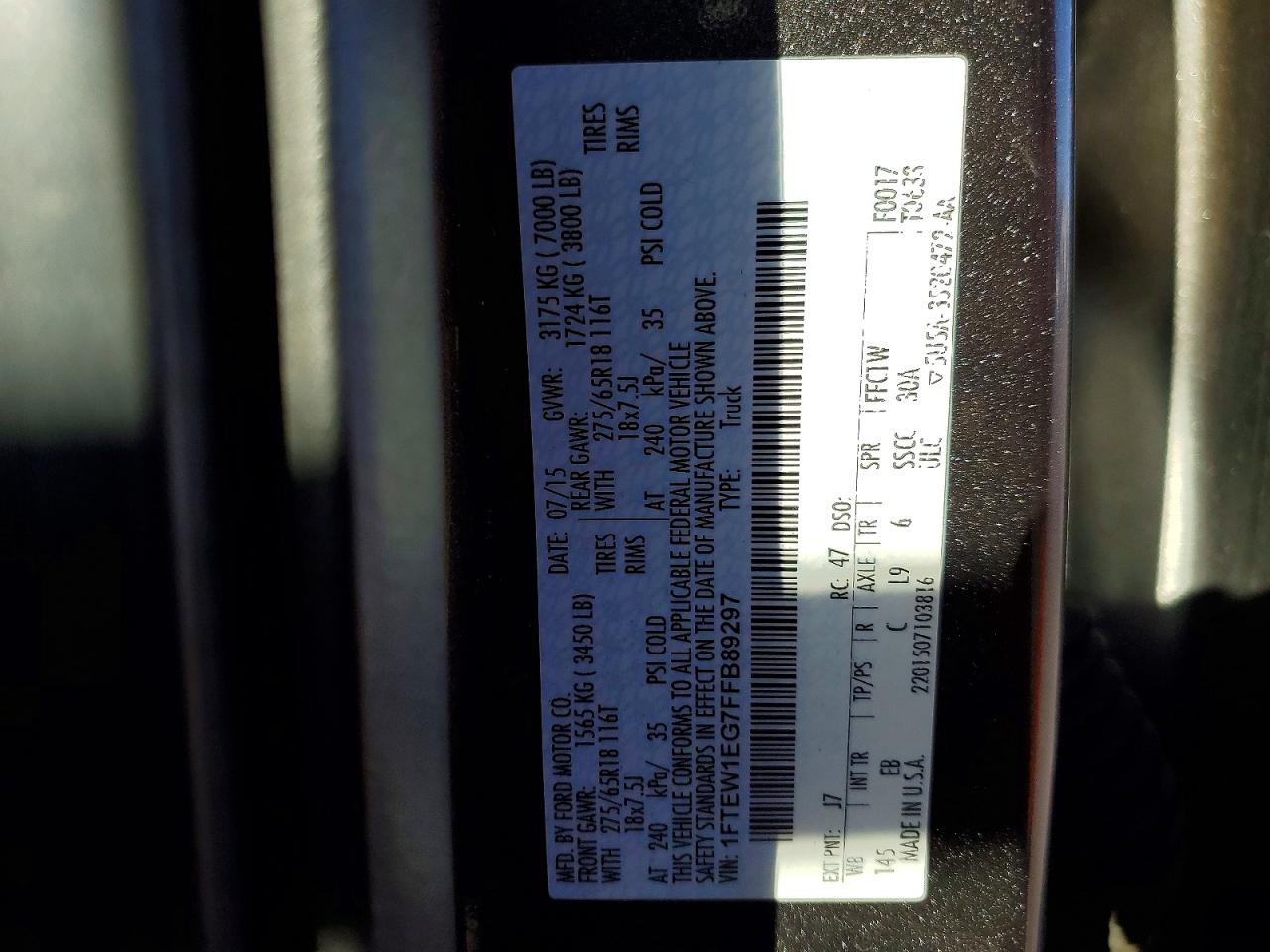 2015 FORD F150 SUPERCREW photo 14