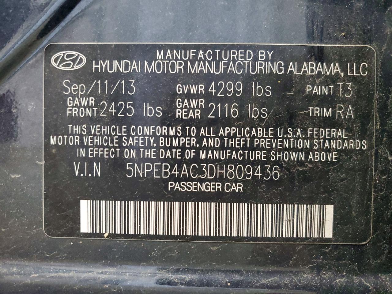 2013 HYUNDAI SONATA GLS photo 13